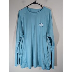 HUK Mens Blue Long Sleeve Crewneck Shirt Sz XXL Outdoor Fishing Performance